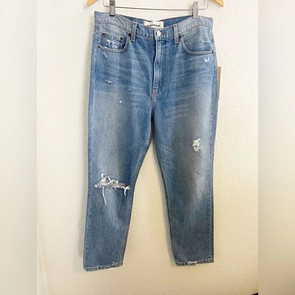 Reformation Julia High Cigarette Distressed Jean. NWT 30 - Picture 3 of 11